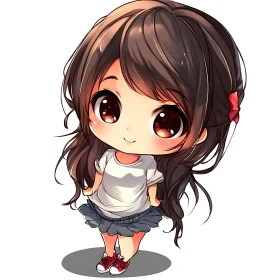 Cute Anime Chibi Character in Fashionable Outfit