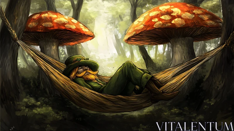 AI ART Forest Napping Leprechaun