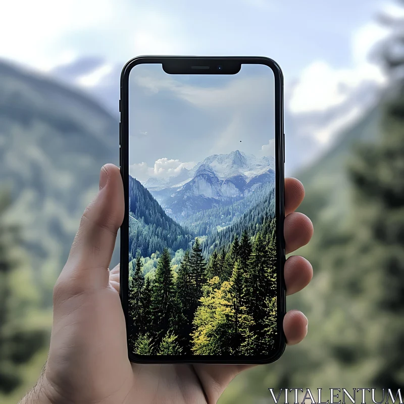 AI ART Scenic Mountain Landscape on Smartphone