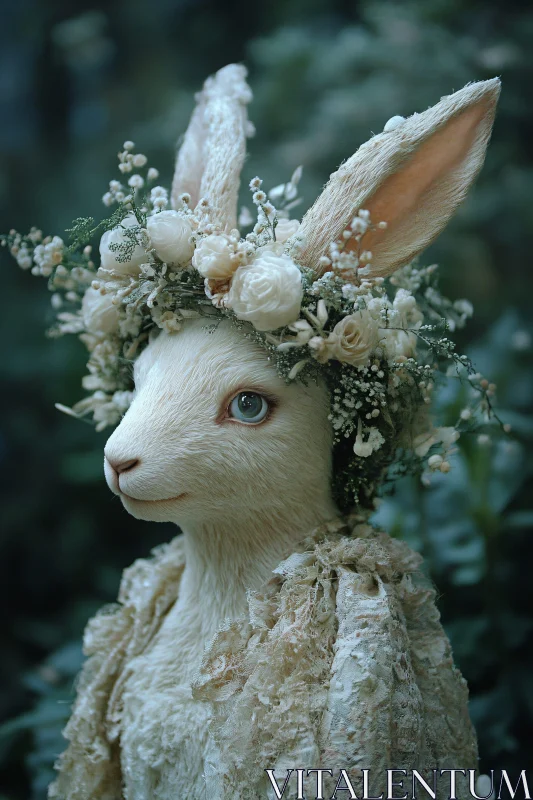 Rabbit in Bloom: A Floral Fantasy AI Image