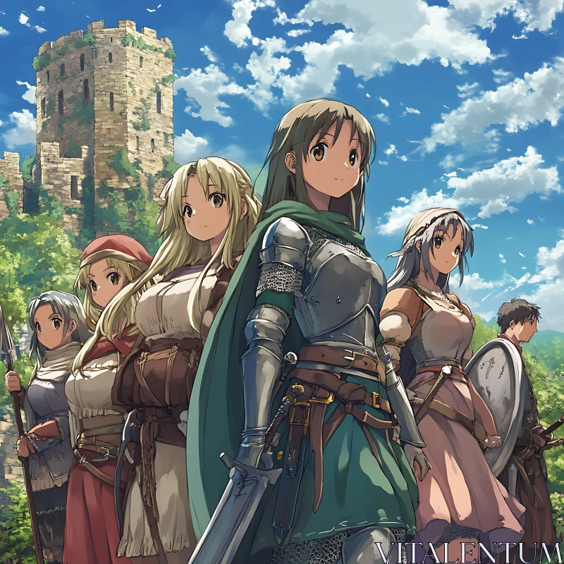 Group of Medieval Anime Heroes AI Image