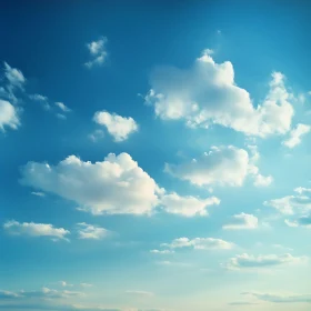 Fluffy Clouds in Azure Sky