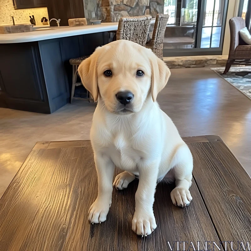 Cute Labrador Puppy in Indoor Setting AI Image