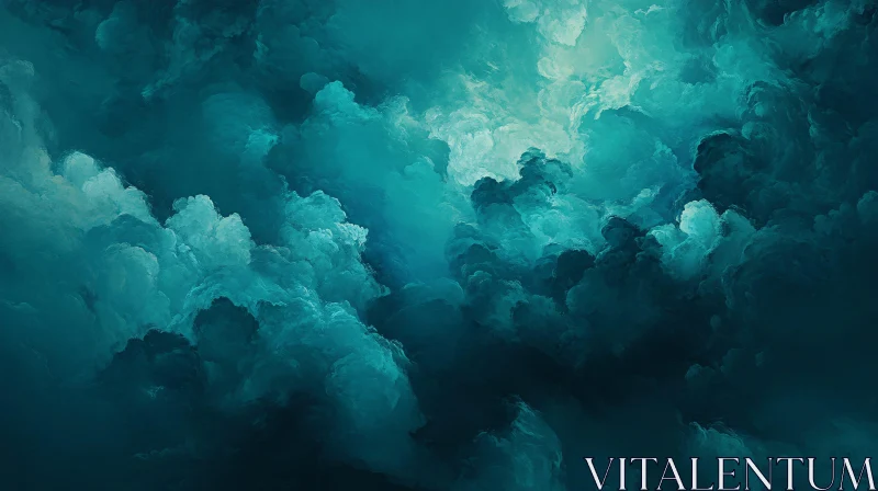 Turquoise Abstract Cloudscape AI Image