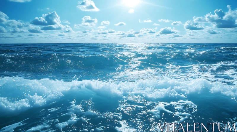 Calm Sea with Blue Sky and Clouds AI Image