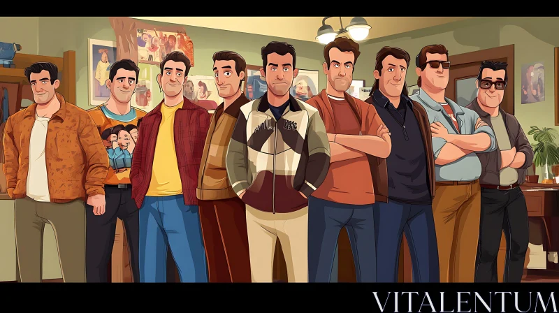 Men Cartoon Characters Standing Together AI Image