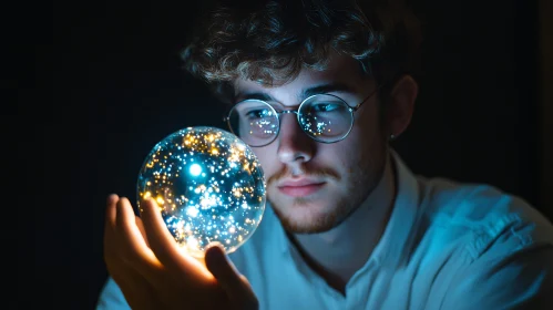 Enigmatic Man with Light Sphere