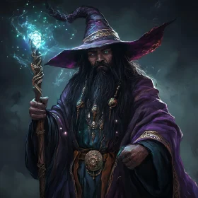 Mystical Wizard Casting a Spell