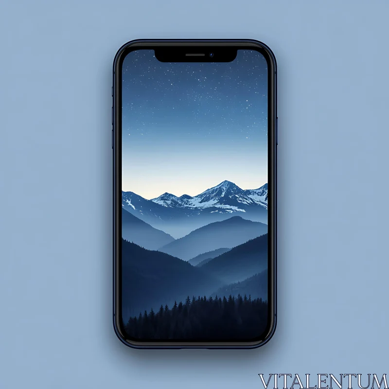 AI ART Blue Mountain Mobile Screen