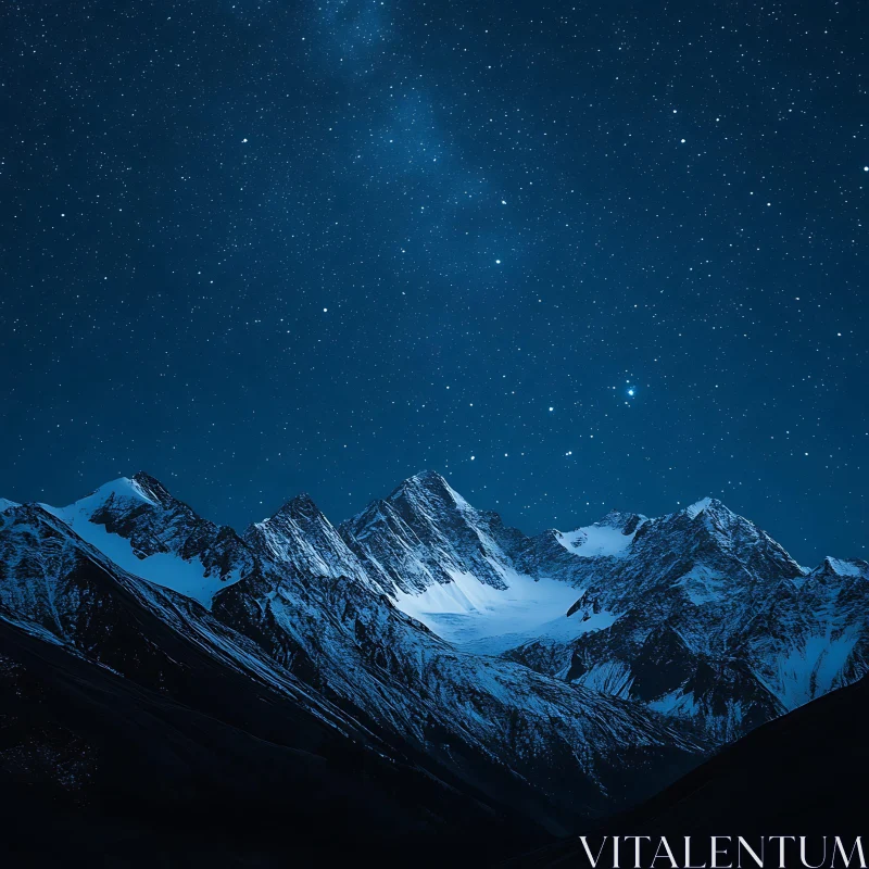 Starry Mountain Night AI Image