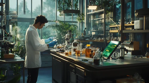 Scientist in Green Lab