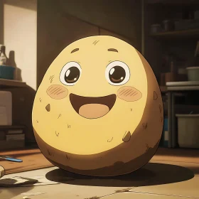 Smiling Potato in Cozy Culinary Environment