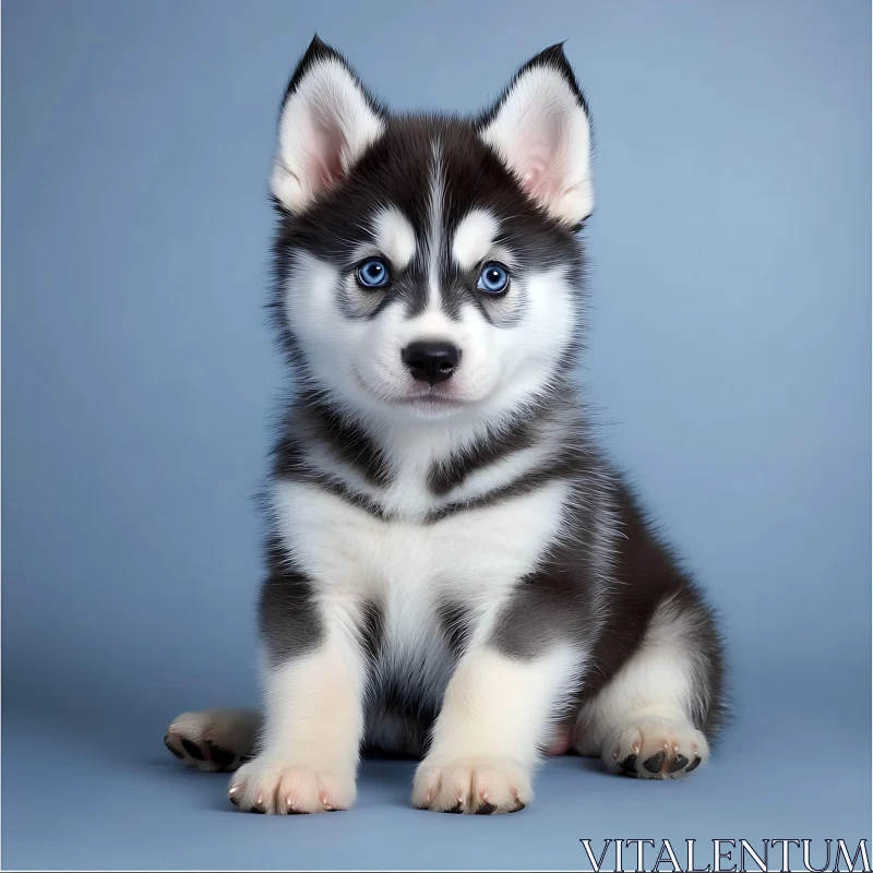 Charming Husky Puppy with Enchanting Blue Eyes AI Image