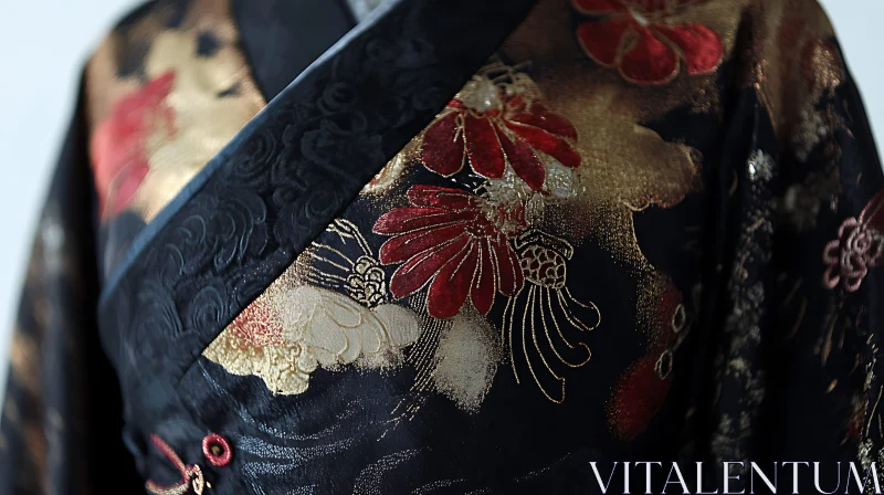 Traditional Kimono with Gold Details AI Image