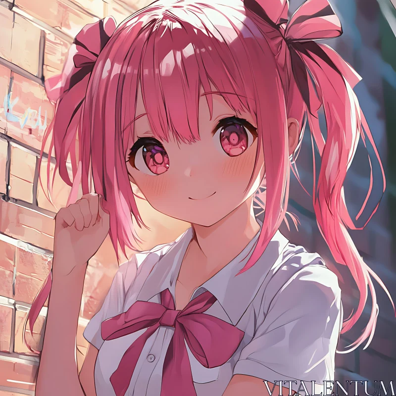 Cute Pink-Haired Anime Girl AI Image