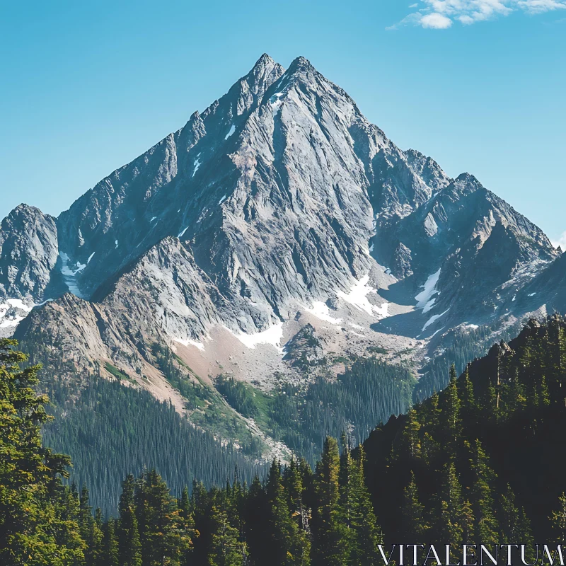 Scenic Mountain View with Forest and Sky AI Image