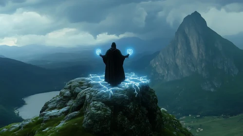 Mystical Wizard on Mountain Top