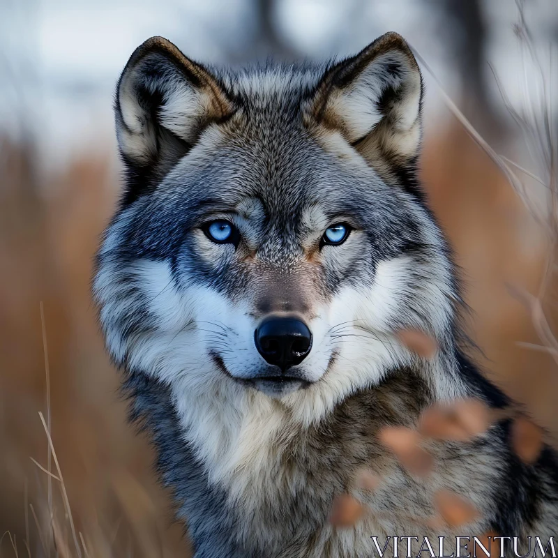 Majestic Wolf Stares Intently AI Image