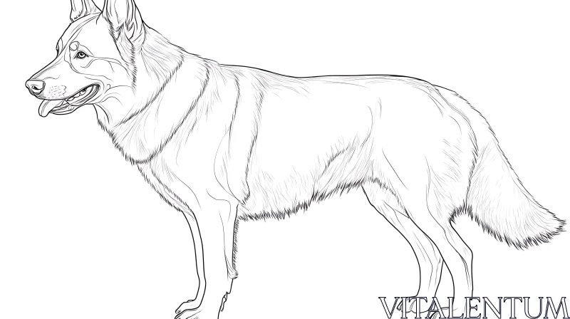 Monochrome Dog Sketch AI Image