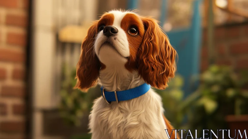 AI ART King Charles Spaniel with Blue Collar