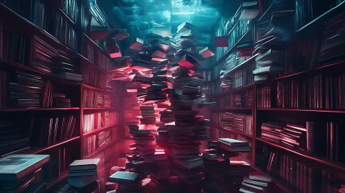 Enchanted Books in Crimson Light