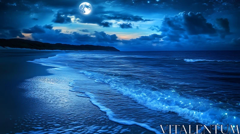 AI ART Night Ocean Moonlight