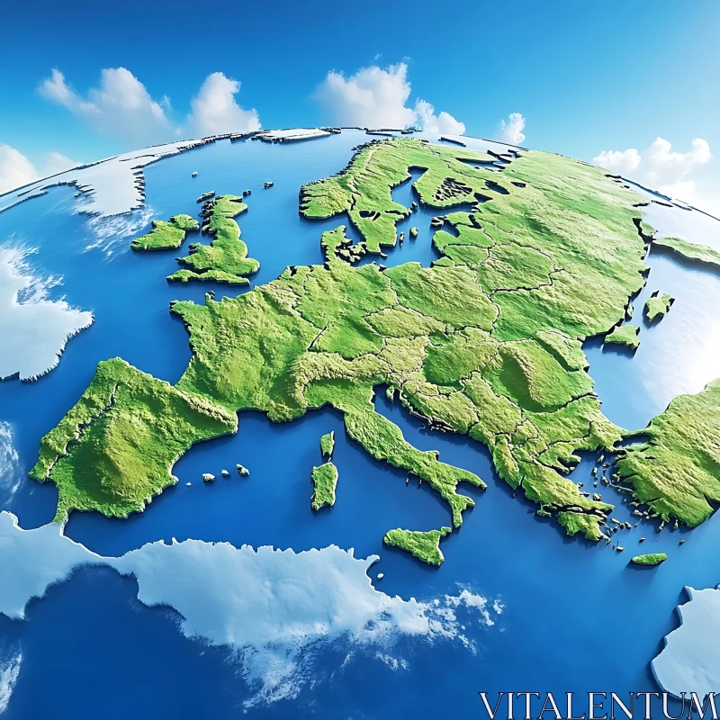 Geographical Terrain of Europe AI Image