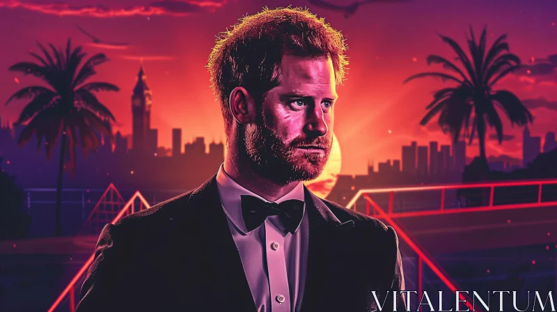 AI ART Elegant Portrait of Prince Harry at Dusk