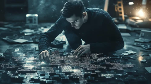 Man Builds Futuristic Cityscape Puzzle