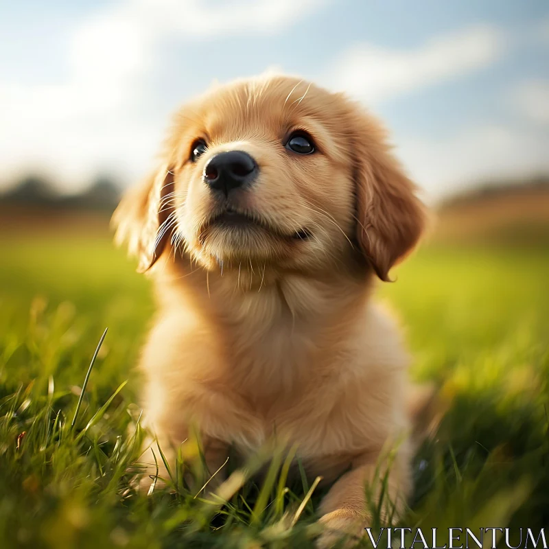 Adorable Puppy in Nature AI Image