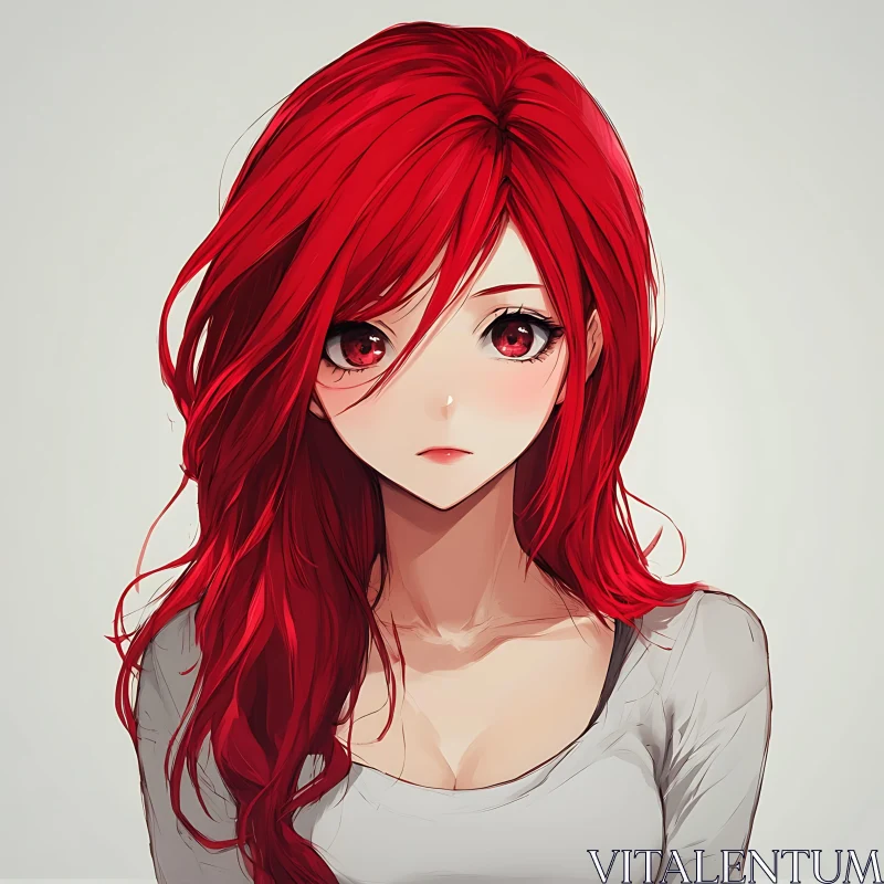 Red-Haired Anime Girl AI Image