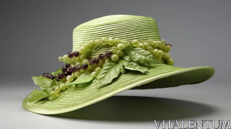 Exquisite Green Hat with Grapes - Unique Composition AI Image