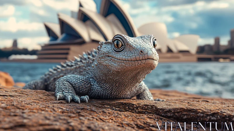 AI ART Lizard and Sydney Opera House