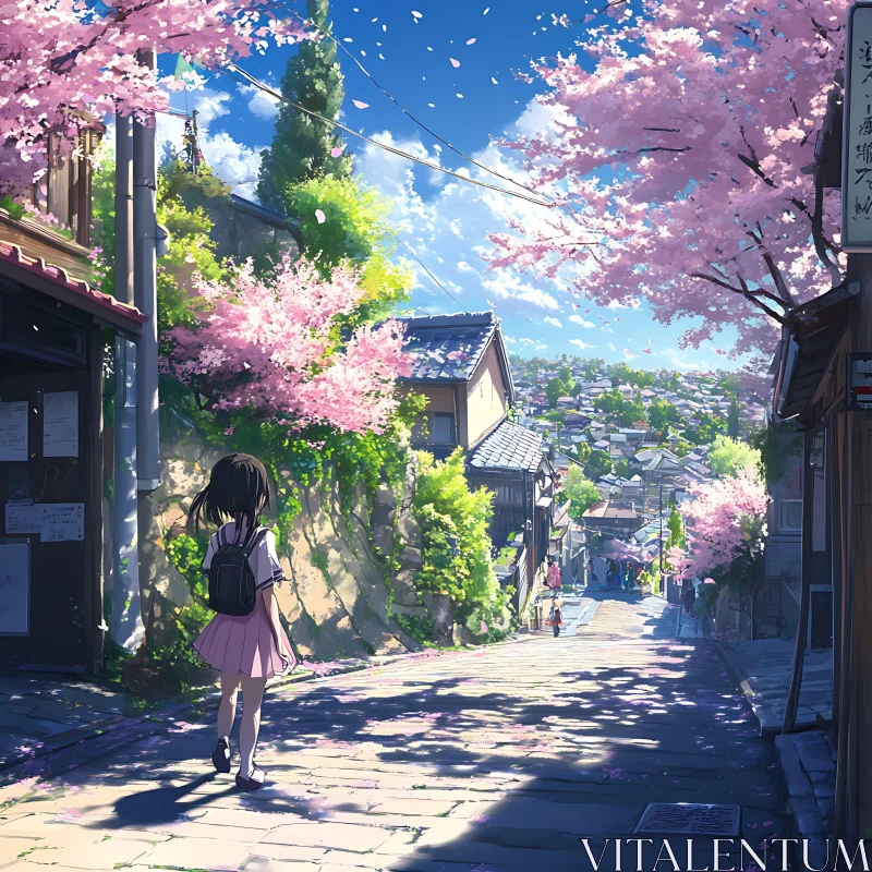 Peaceful Anime Spring Day AI Image