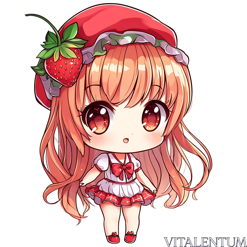 Cute Chibi Anime Girl in Red AI Image