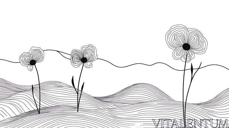 AI ART Abstract Floral Line Art Design