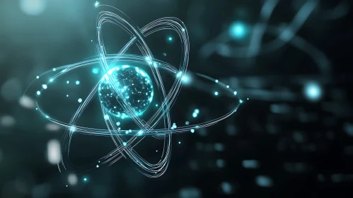 Glowing Atom with Orbiting Electrons