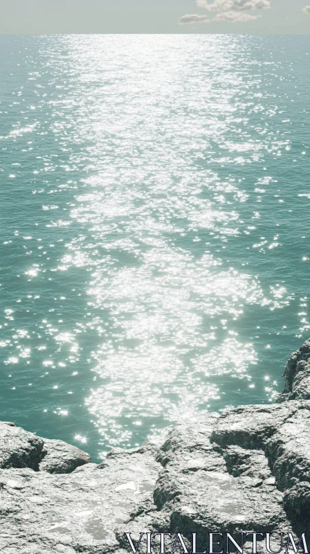 AI ART Sparkling Sunlight Over Tranquil Ocean