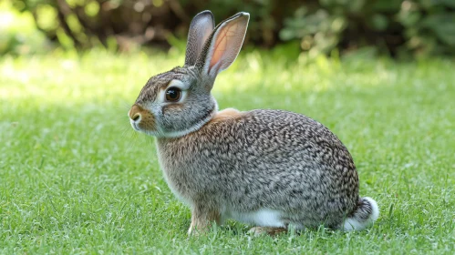 Serene Rabbit Portrait on Green Grass