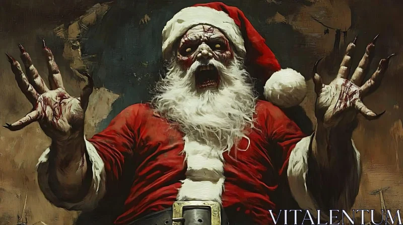 Undead Santa: A Christmas Horror Portrait AI Image