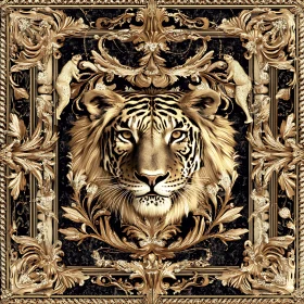 Ornate Tiger Portrait with Gold Details