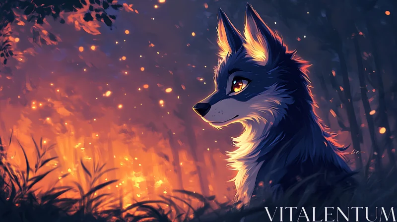 AI ART Wolf in a Dreamy Forest