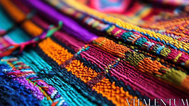 Colorful Woven Fabric Close-up AI Image