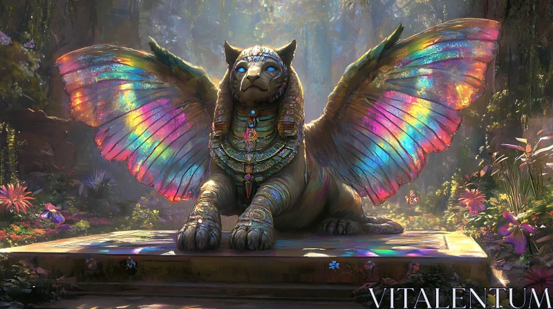 AI ART Rainbow Winged Sphinx Fantasy Art