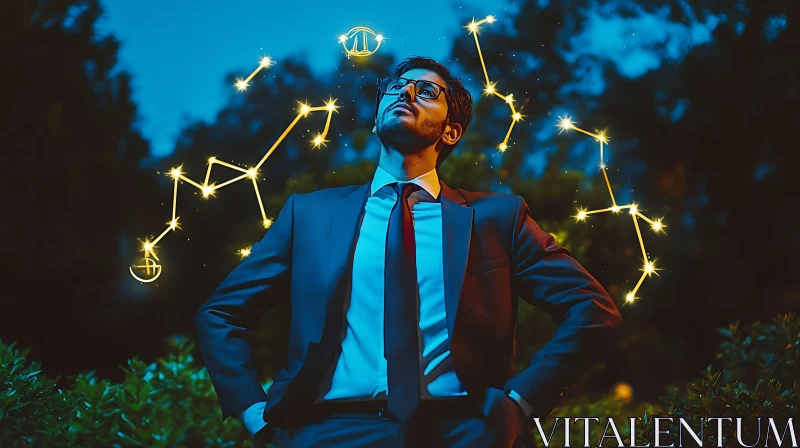 Man Under Constellations AI Image