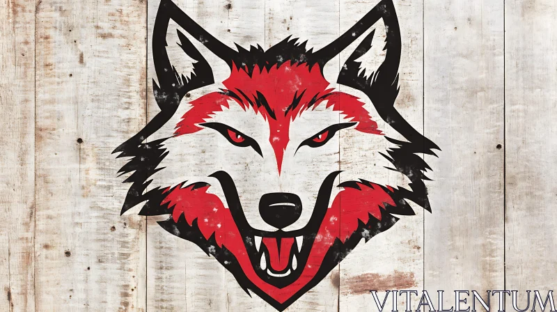 AI ART Red and Black Wolf Emblem