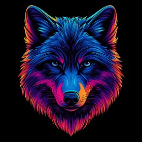 Colorful Wolf Head Illustration