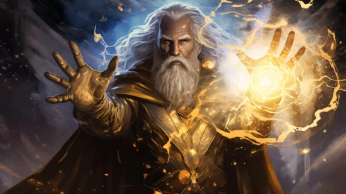 Golden Magic in the Hands of Wizard