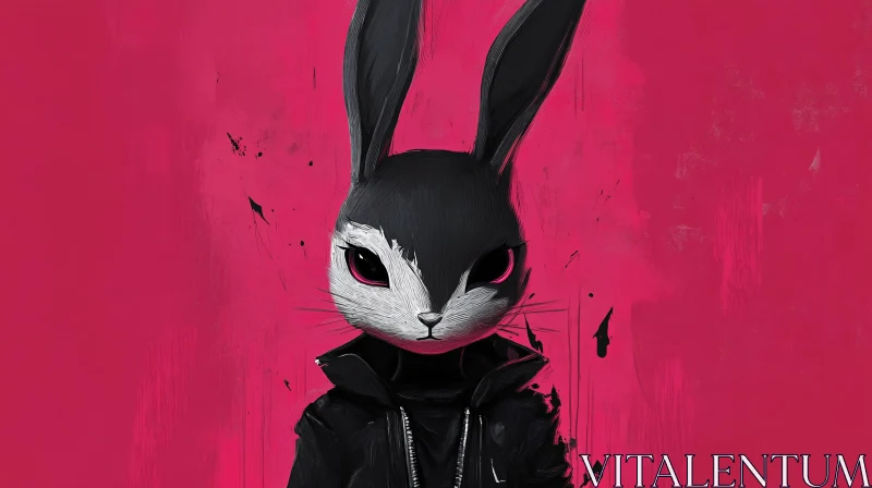 AI ART Edgy Rabbit in Black Jacket Art