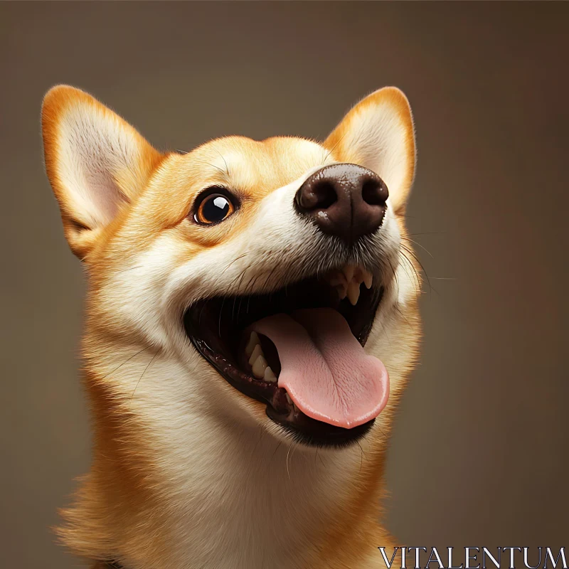 Cheerful Corgi Portrait AI Image